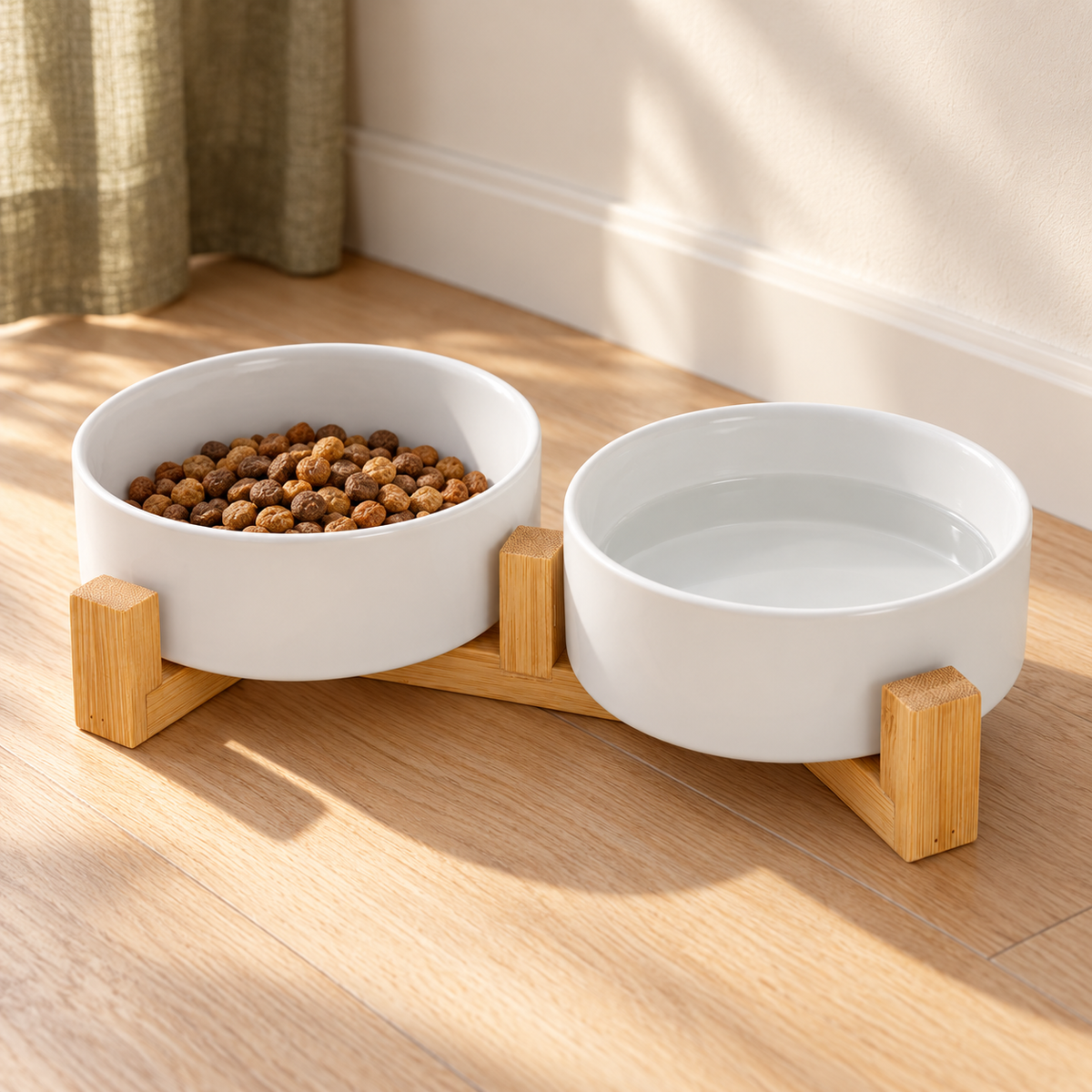 Ceramiczne miski dla kota JAX na stojaku – 2 × 400 ml